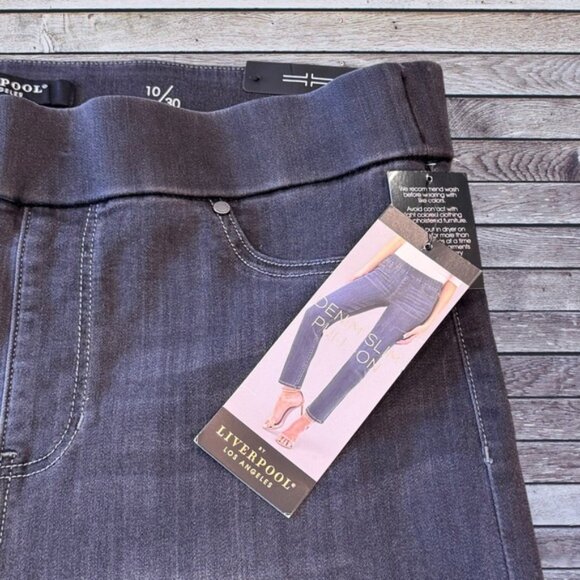 NWT Liverpool Size 10/30 Meteorite Wash (Gray) Sienna Legging Pull-on Denim Jean - Picture 7 of 9
